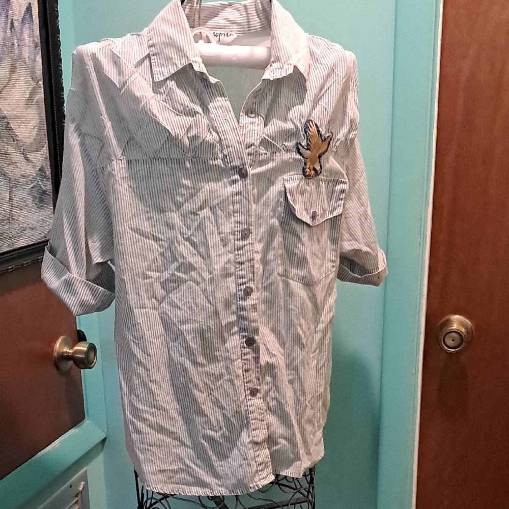 Striped Kids Shirt with Eagle Patch